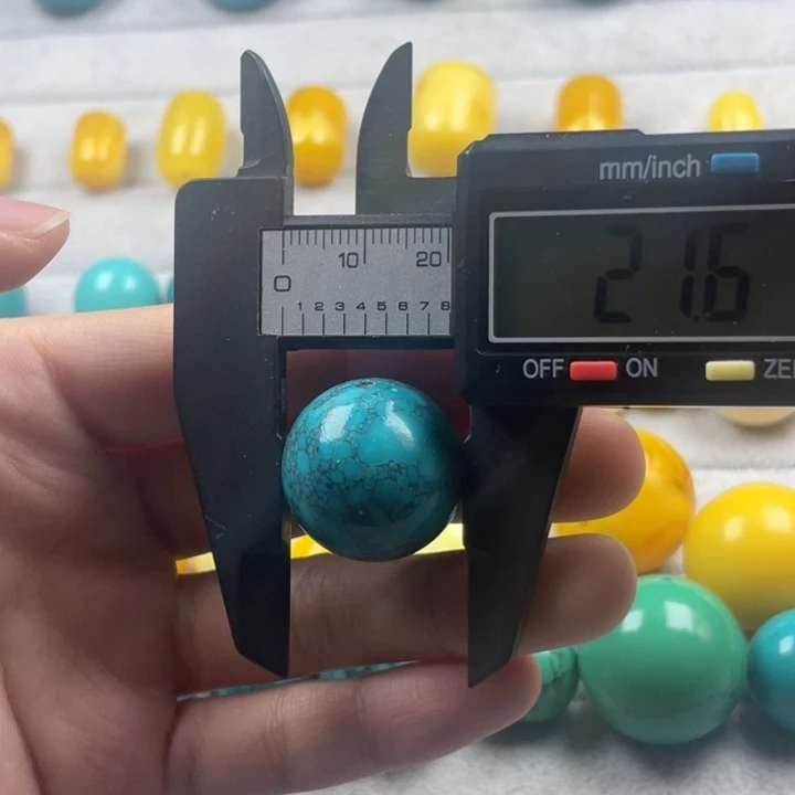 水晶优化松石圆珠21.6mm尺寸单颗未镶嵌乌兰花款