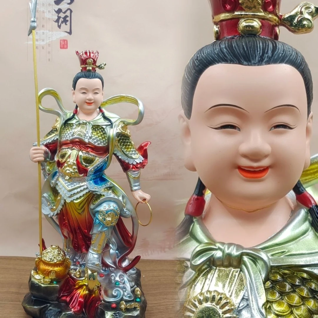 树脂哪吒三太子神像家居创意中式工艺品家用供奉摆件彩绘雕塑