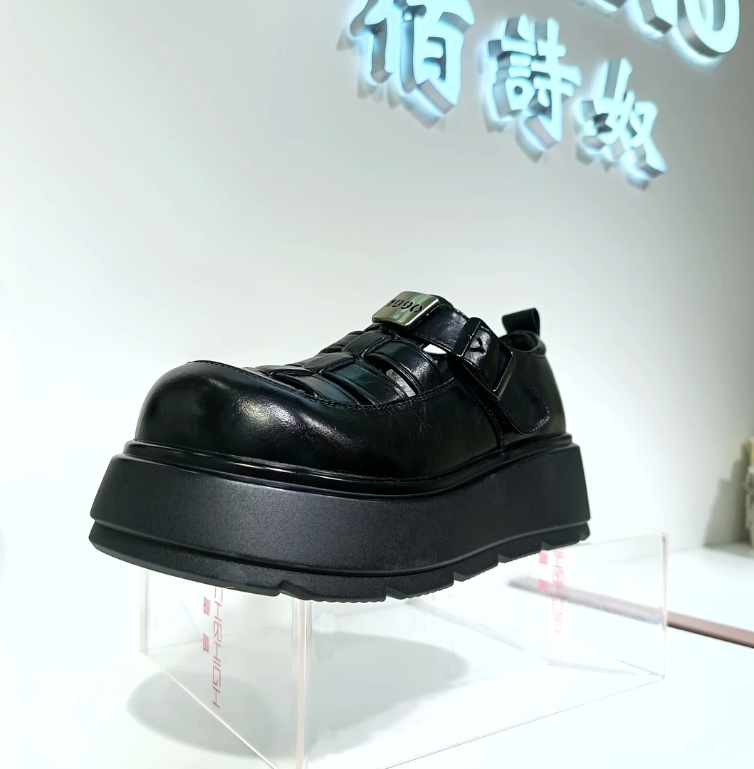 489524001佰诗奴2025夏新款猪笼鞋松糕厚底增高罗马鞋包头凉鞋女