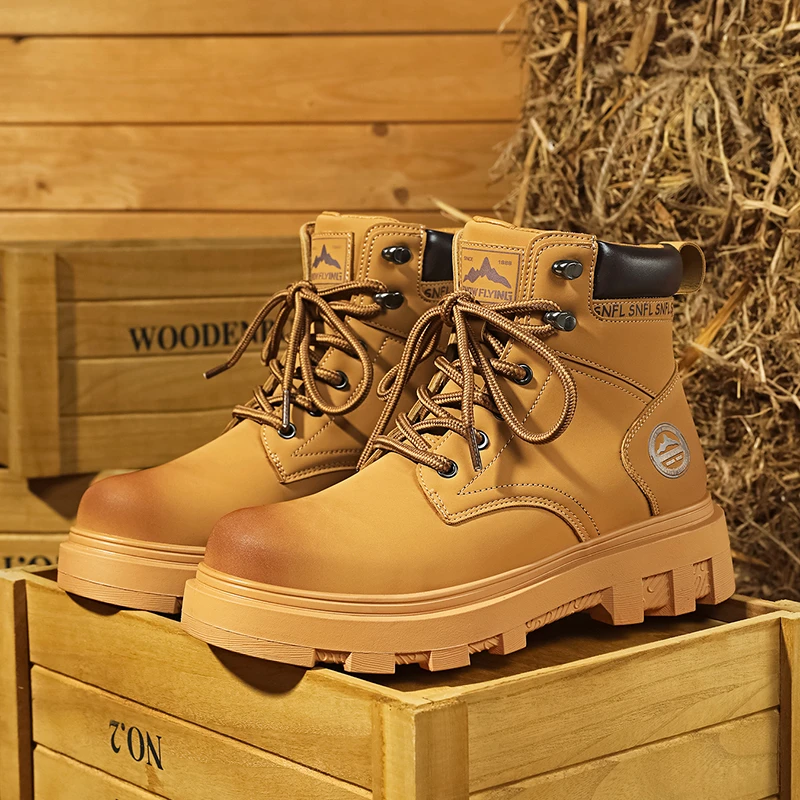 雪中飞马丁靴2025冬季爆款厚底休闲登山增高工装英伦风百搭大黄靴
