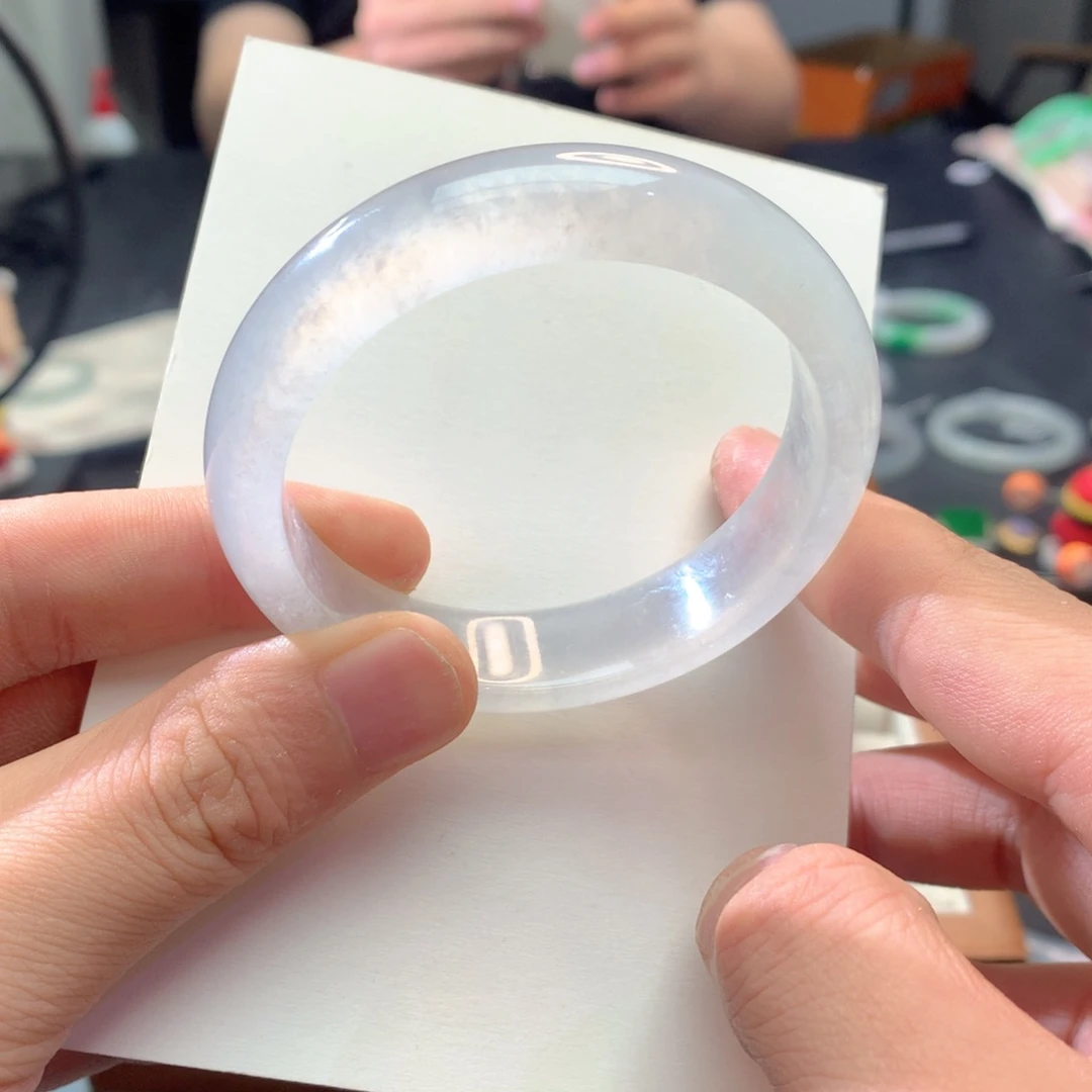 翡翠未镶嵌手镯白冰玻