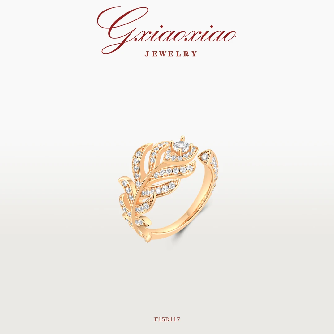 G XIAOXIAO 轻奢气质高级感精致百搭羽毛戒指 F15D117