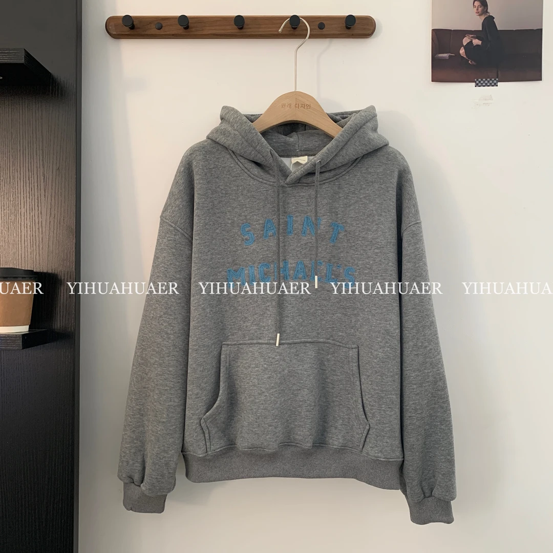 BHH-2026【松弛韩女】东大门韩系刺绣字母时尚设计感连帽加绒卫衣