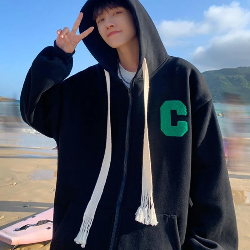 宽松韩版连帽女生情侣卫衣秋季学生开衫男潮牌上衣服外套港风新款