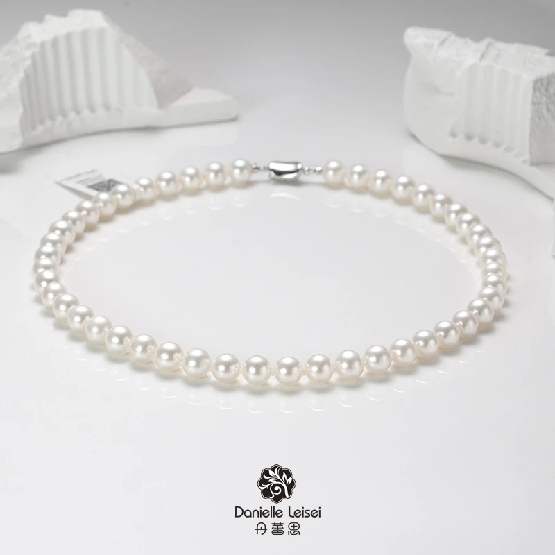 【大D】淡水无核强光白珠全珠链/9-10MM（带吉尔德大证）