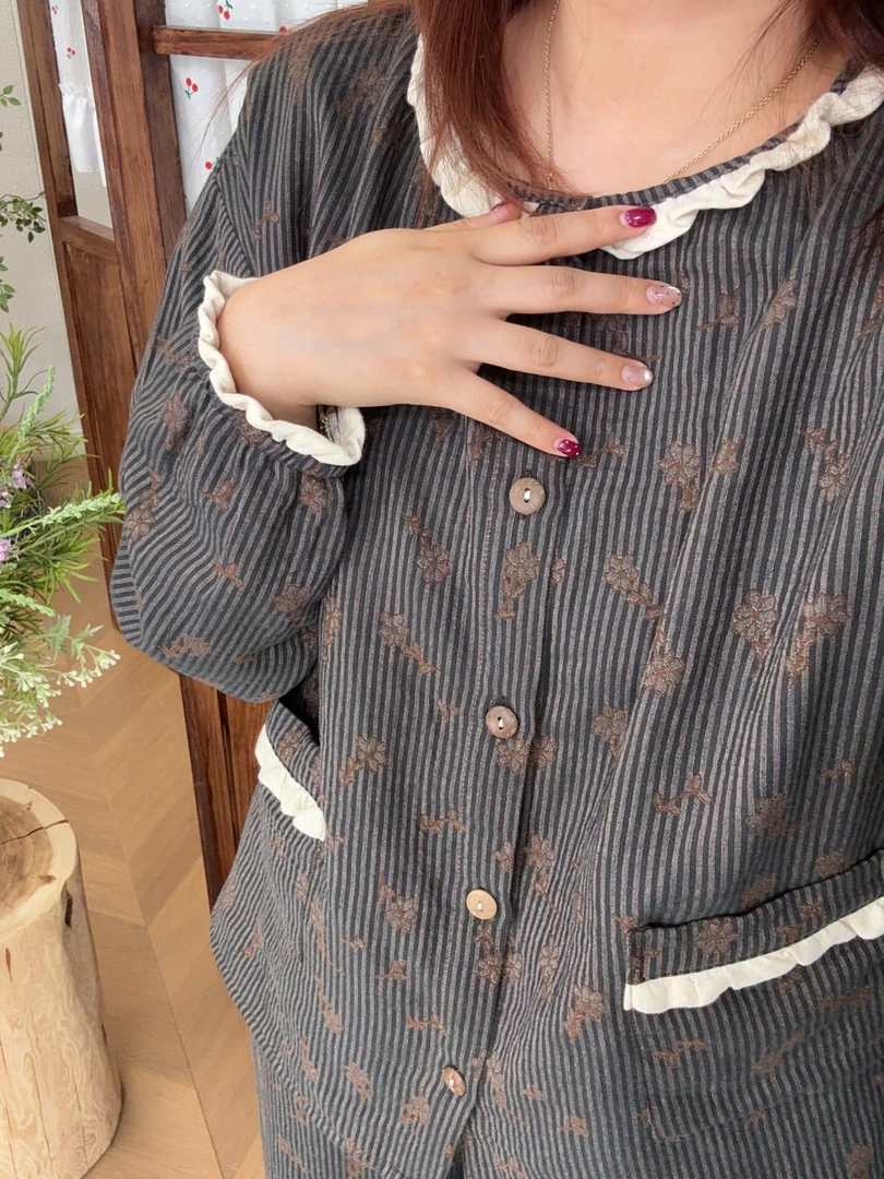 【重工花边长袖套装】25秋冬新款-全棉女款家居花边长袖套装可外穿