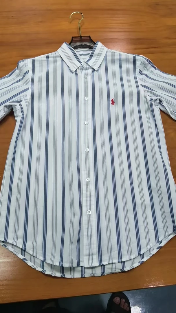 美式经典老钱风小马标拉夫长袖衬衣 纯棉透气 竖蓝条纹 通勤休闲