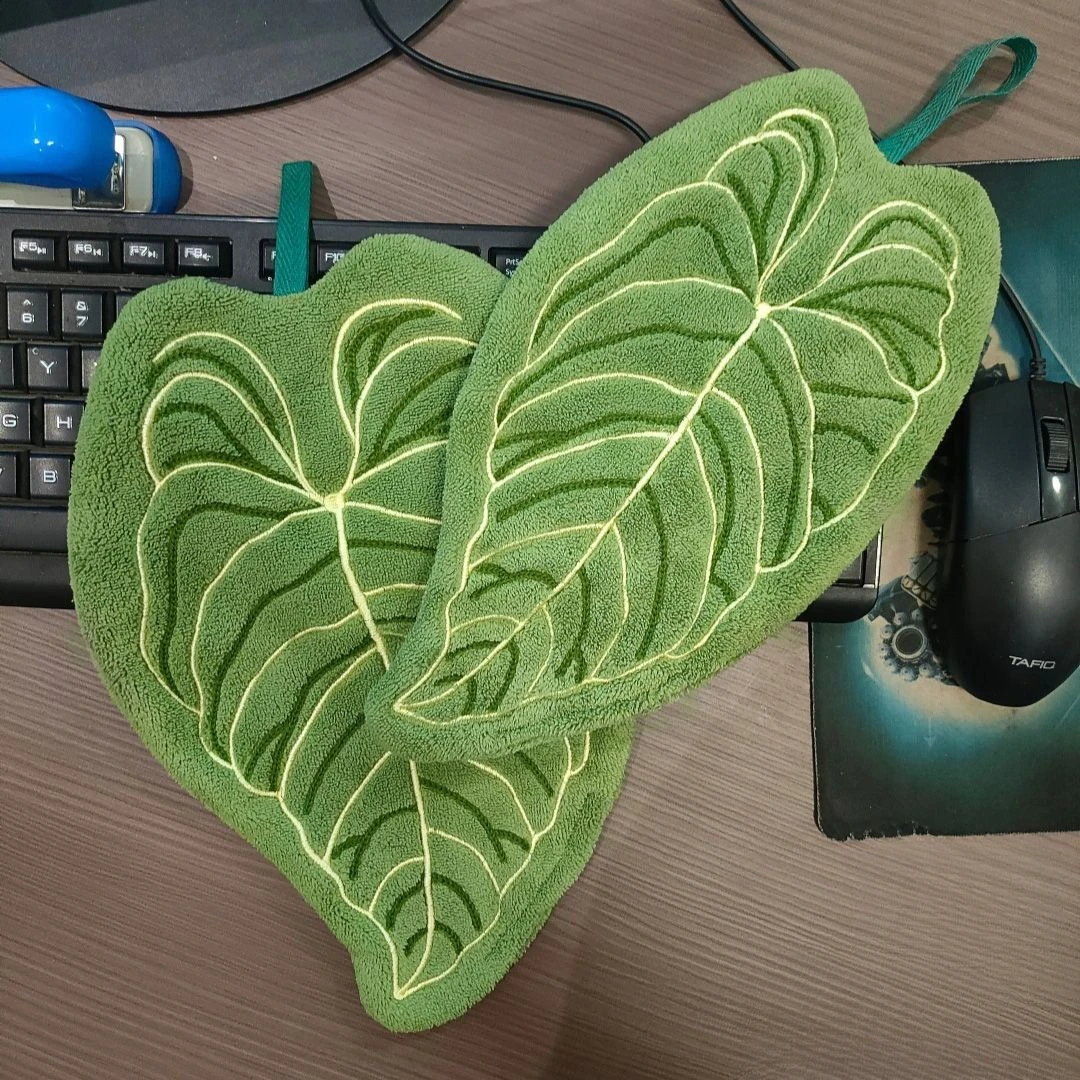 擦手巾挂式厨房卫生间叶子手巾浴室便携毛巾抹布吸水清洁手帕TTT