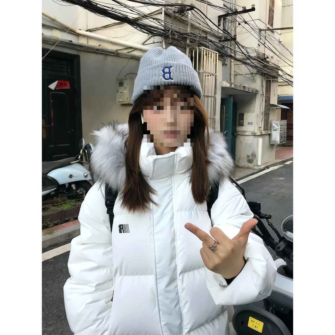 韩国复古学院风舒适毛领连帽棉服女秋冬高级感加厚保暖棉衣外套