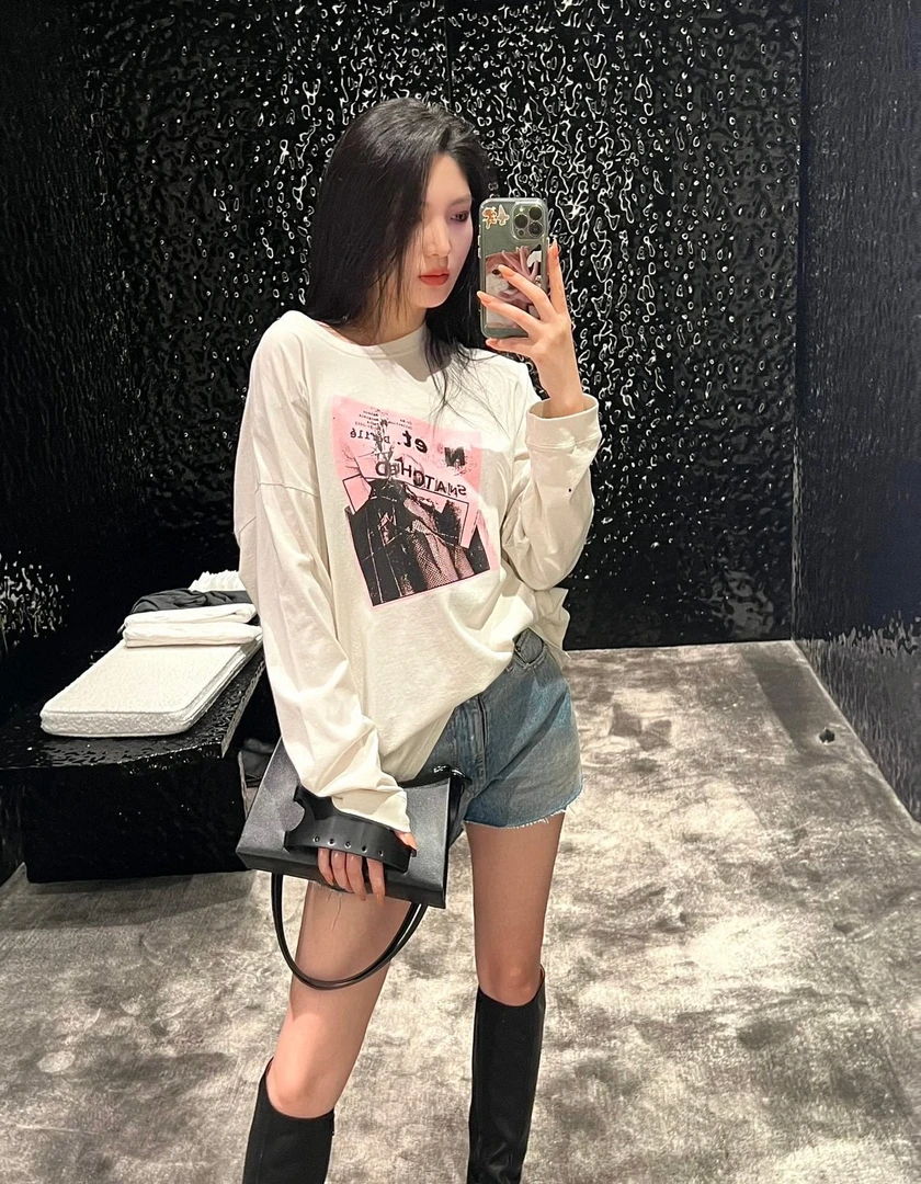 99新 Maison Margiela/梅森马吉拉 涂鸦印花长袖T恤 S码 D18666