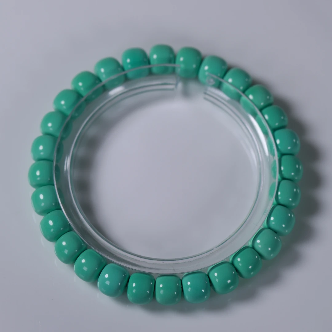 精品瓷高绿色8mm老型手串单圈对珠散珠隔配珠单珠圆珠diy配饰配件