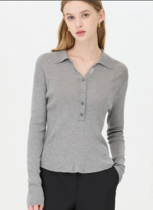 2024秋冬新款刺绣翻领针织毛衣