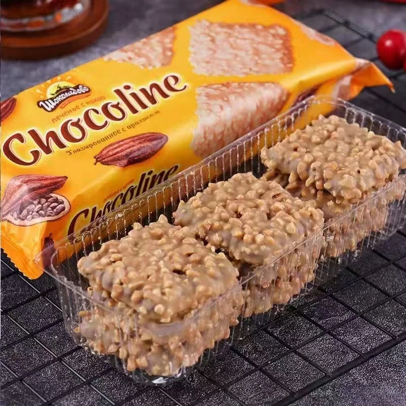 白俄罗斯原装进口IZP巧克力涂层花生夹心饼干200g/袋