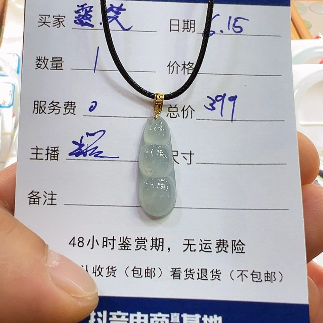 翡翠18K金镶嵌颈饰冰豆