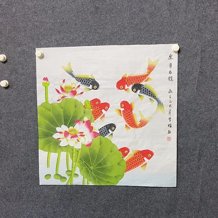 国画四尺斗方工笔花鸟一幅