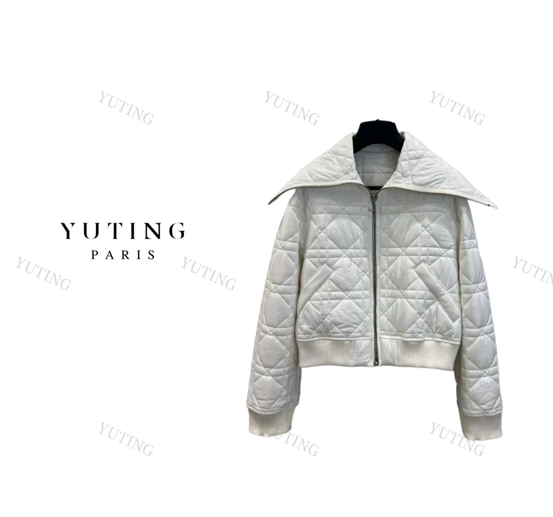 YT 25SS刺绣菱格大翻领棉服时尚百搭外套