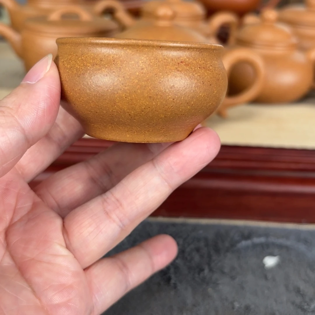 紫砂茶壶梨皮黄段仿古杯