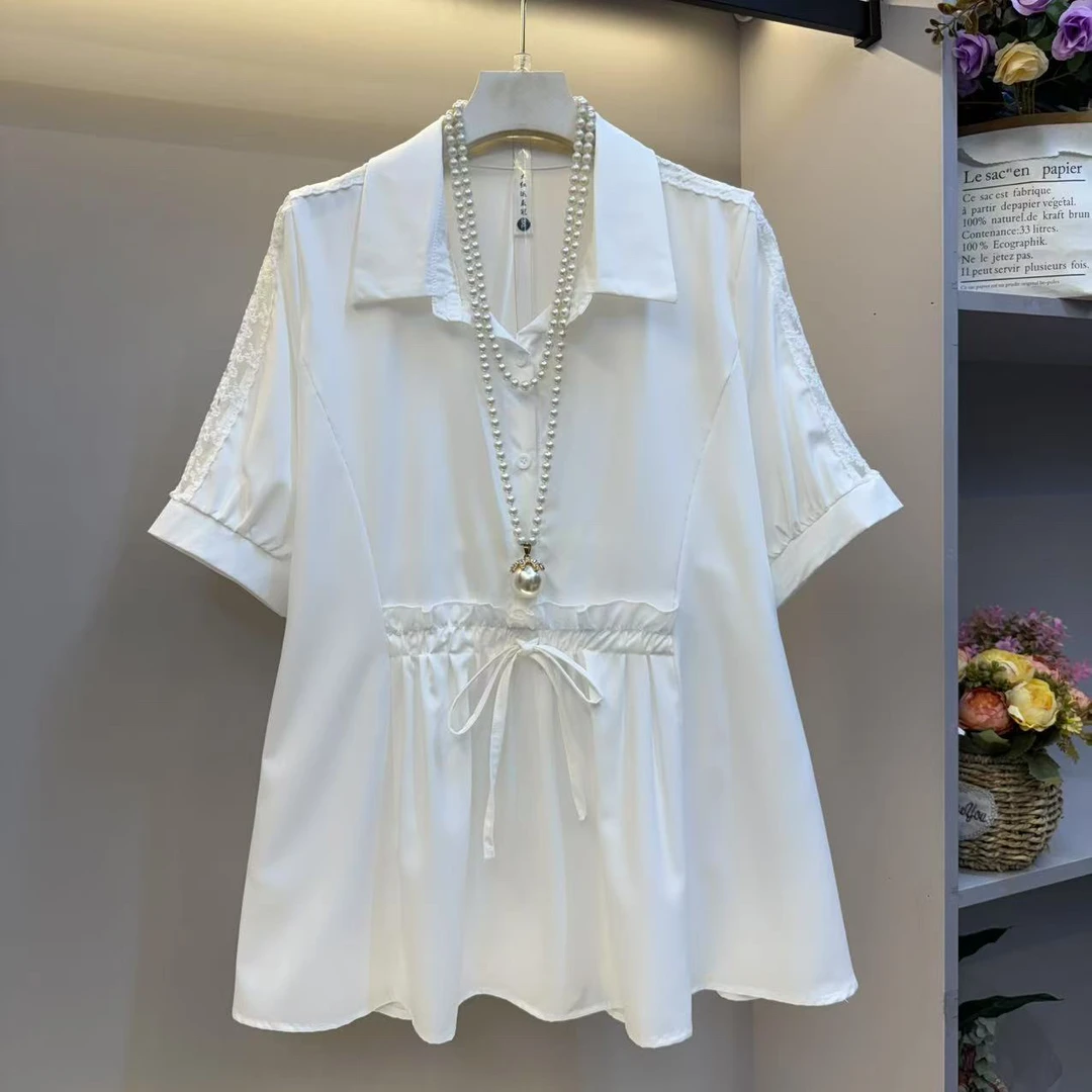 2025年夏季新款遮肉显瘦气质高品质衬衫领时尚女人衫