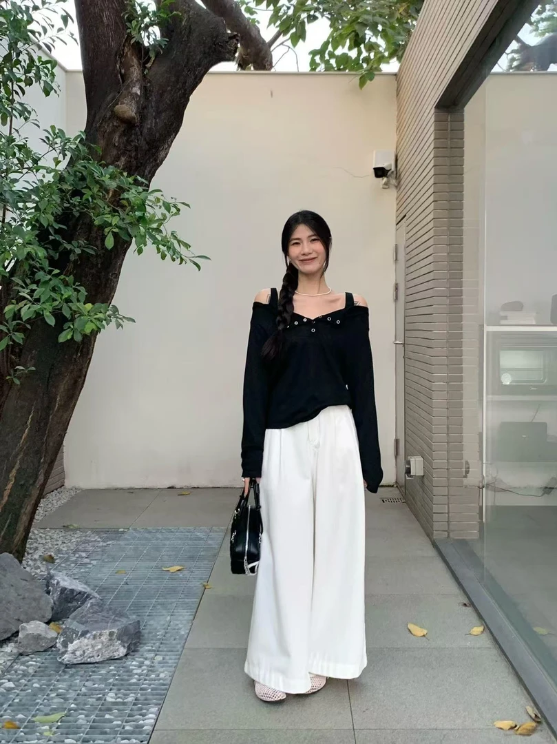 福秒-宽松的！露肩显瘦针织衫（OT2508#）ONE TIME