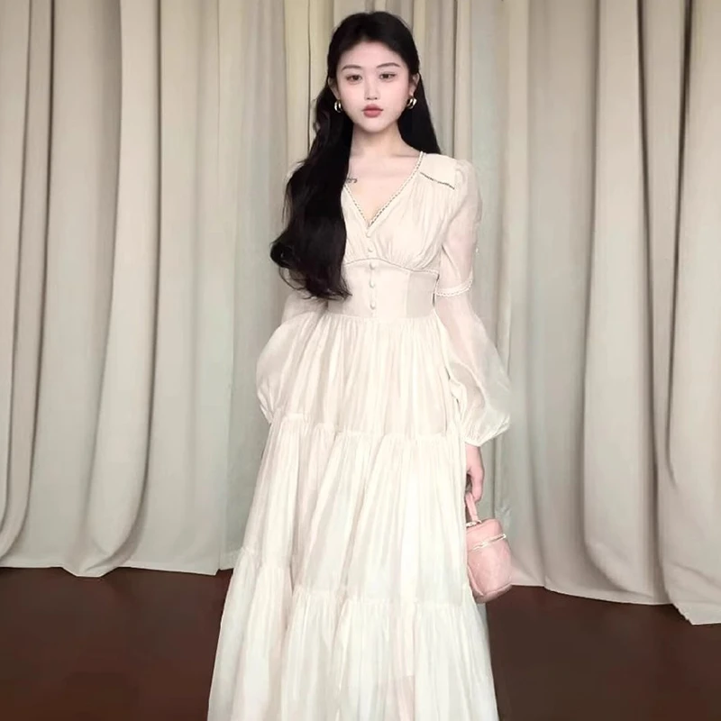 【有里布】2025年新款女海边度假气质收腰初恋裙子法式连衣裙D0394