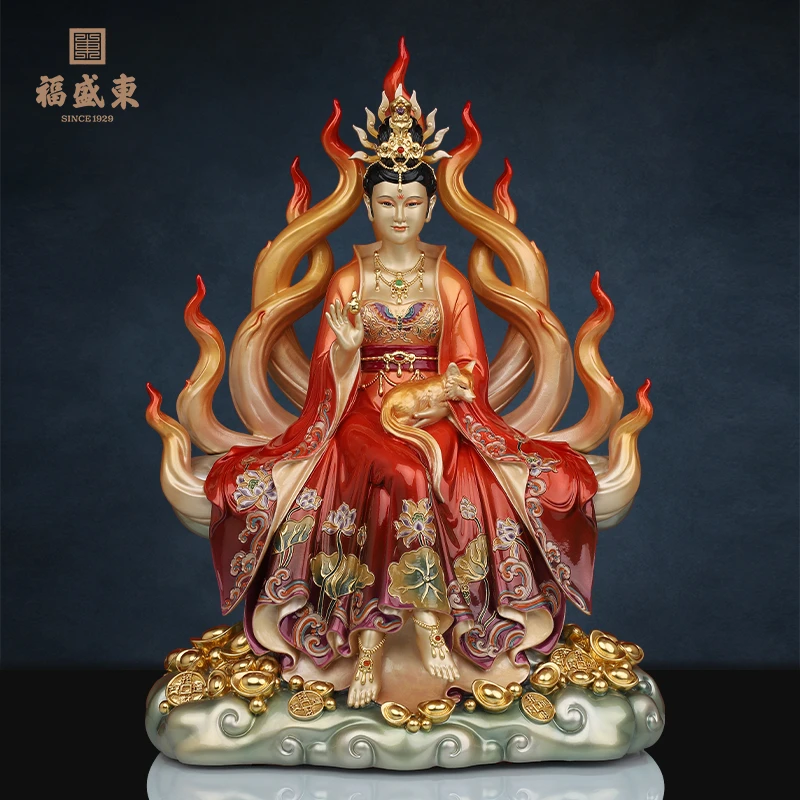 九尾狐纯铜女狐仙东北堂口九尾狐仙娘娘九姑娘居家摆件胡仙全铜