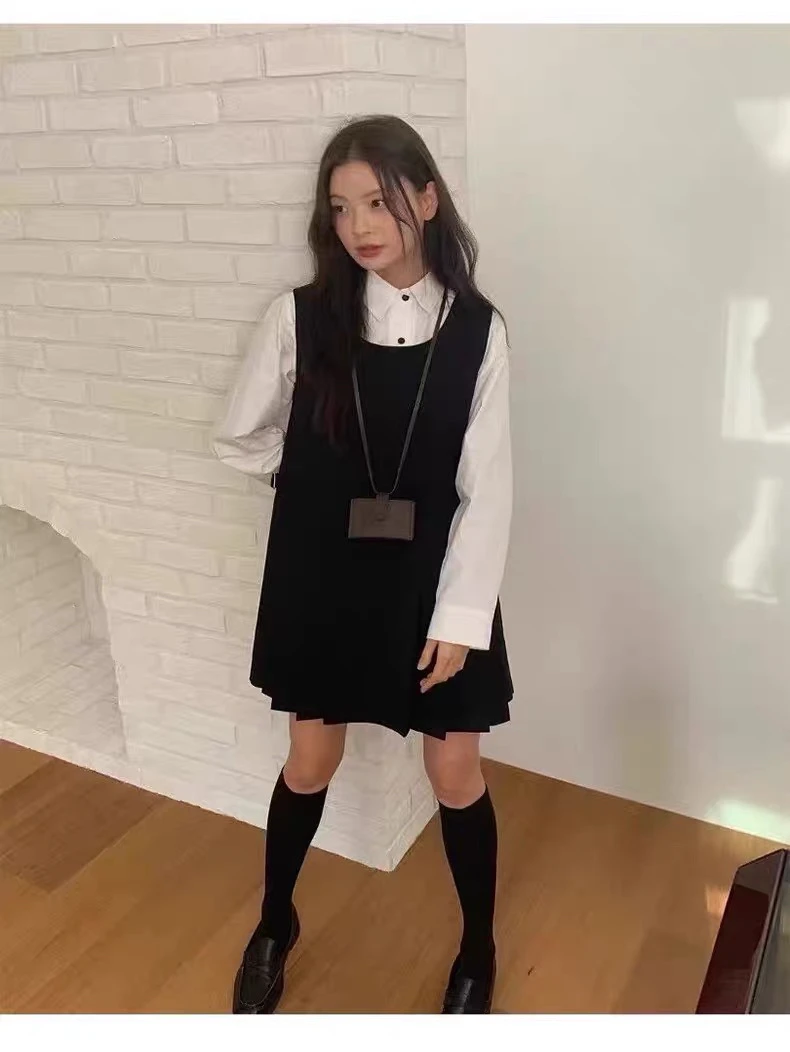 小韩千金风衬衫马甲裙显瘦背心裙