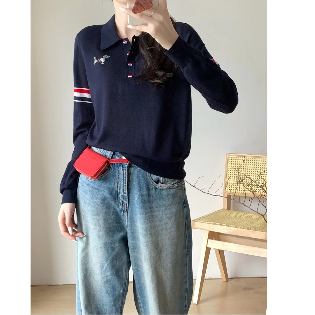 2025新款精仿羊毛刺绣条纹时尚针织polo衫711