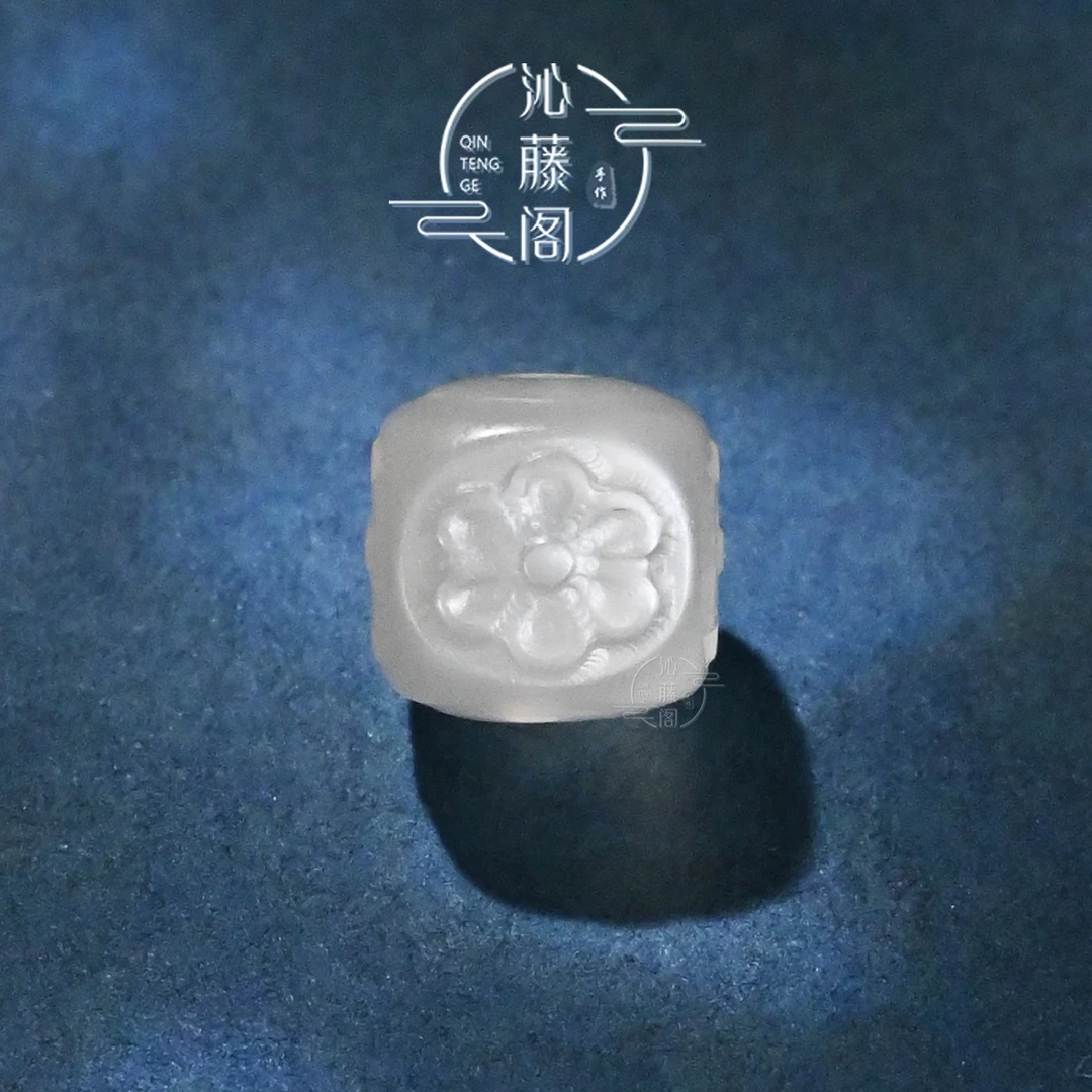 8MM白月光雕刻格桑花方珠文玩配珠手串手链配饰腰珠顶珠单珠散珠