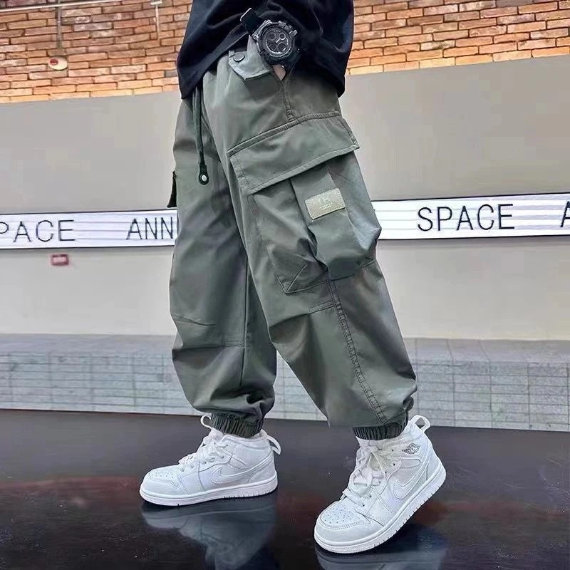 【纯棉】男童痞帅工装裤春秋款2025新款儿中大童运动休闲裤宽松长裤