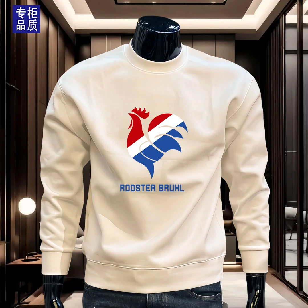 公鸡男士卫衣宽松潮牌春秋新款加厚2024圆领新款加绒秋冬套头上衣