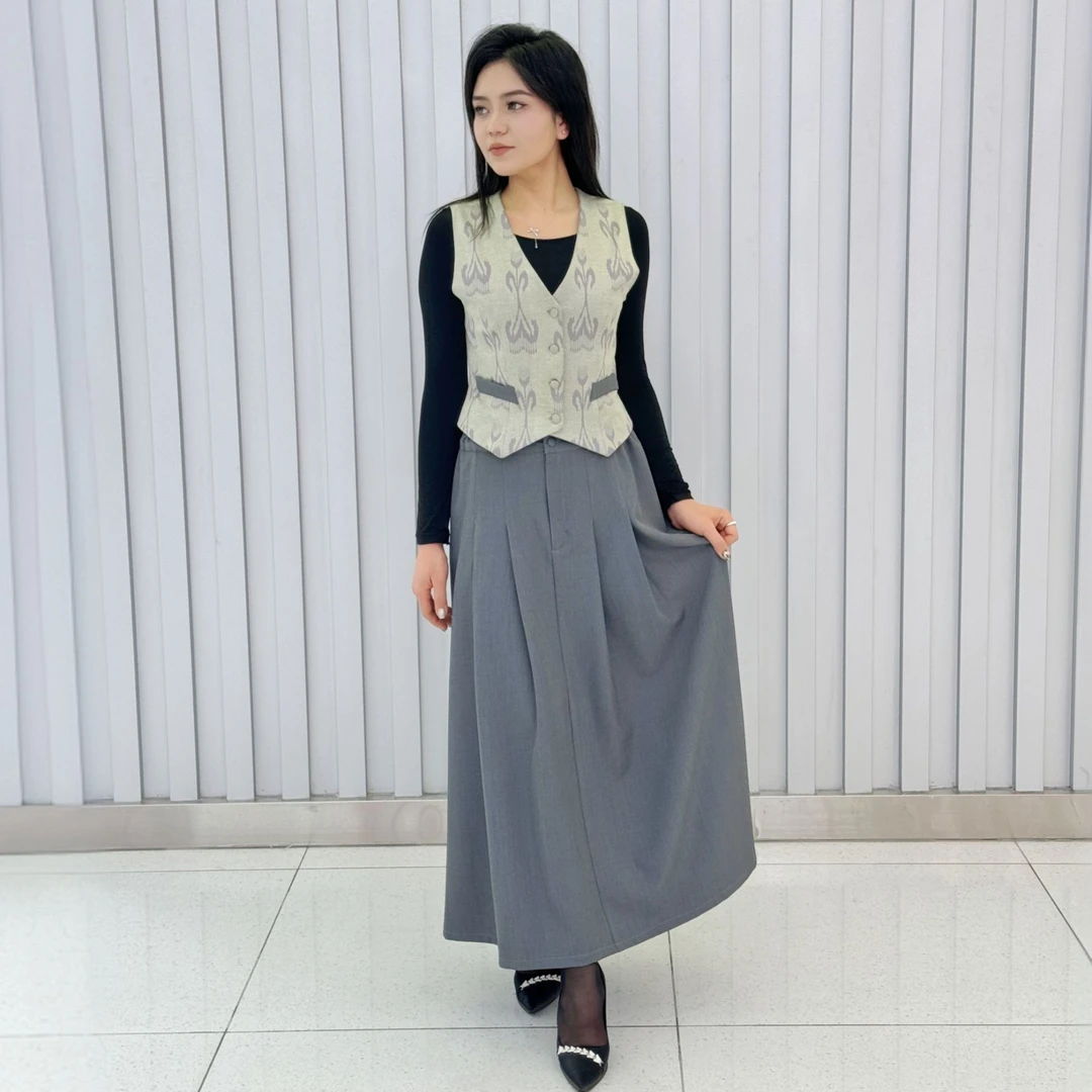 2025时尚艾德莱斯Atlas马甲长裙套装显瘦复古春夏条纹气质长款