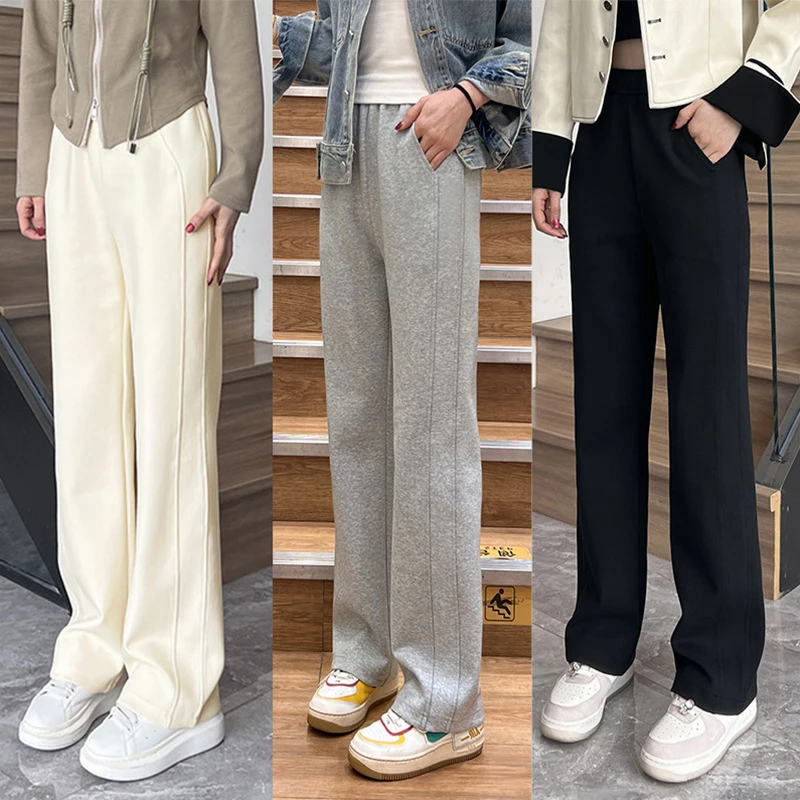 灰色阔腿裤运动裤女裤直筒裤子夏季薄款显瘦阔腿裤裤子女款秋季