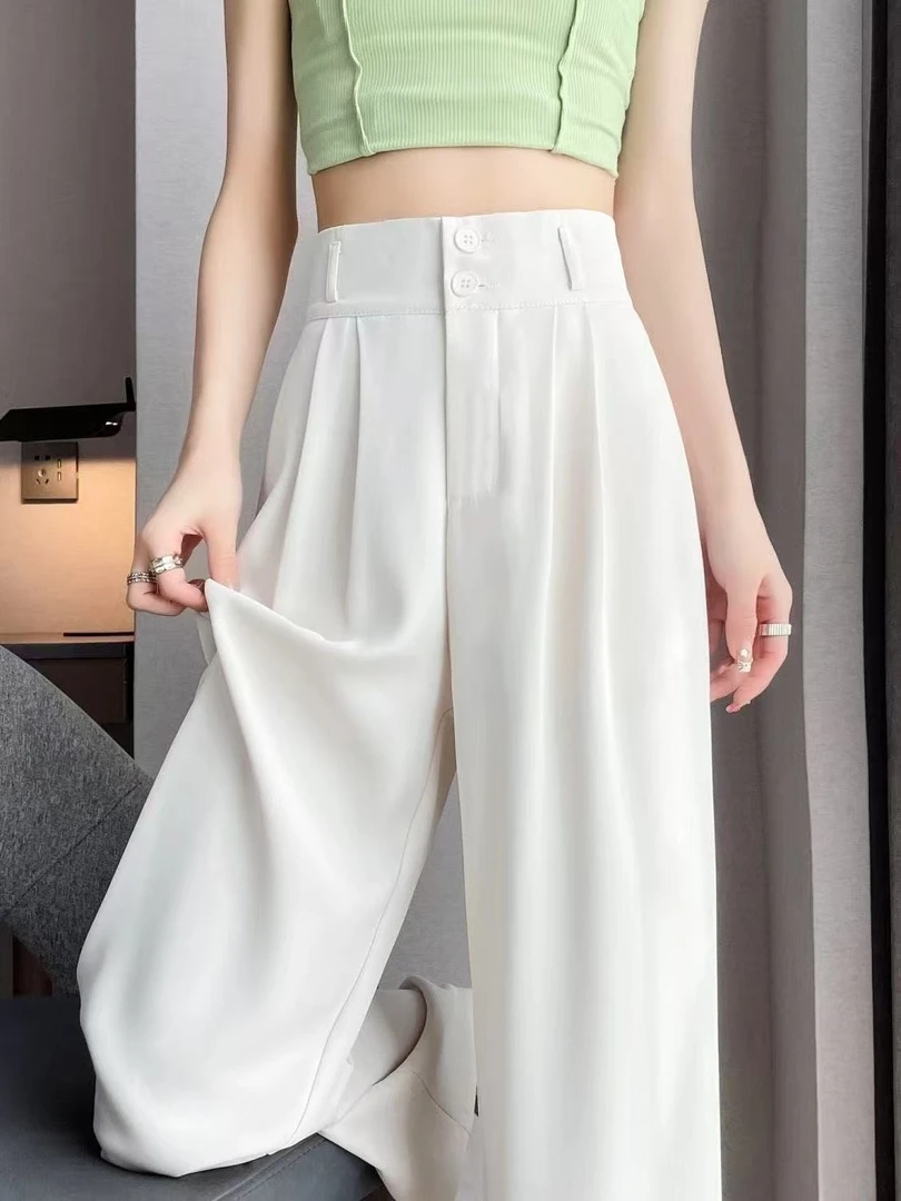 【版型好+现货】阔腿裤白色爆款西装裤早秋新款2025高腰垂感直筒裤