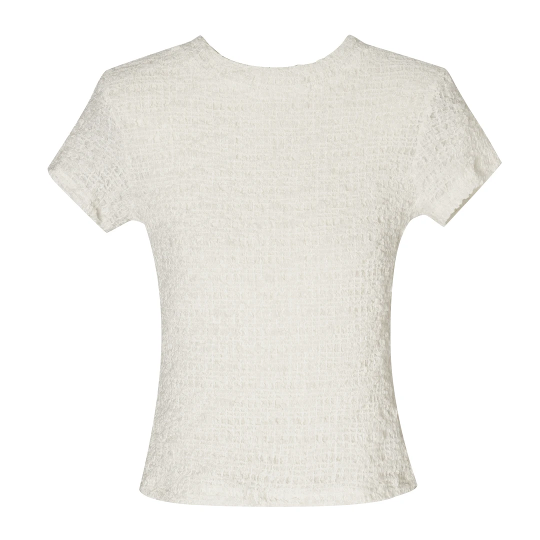 【65206】2025新款时尚高级感短袖T恤皱褶女装修身上衣休闲