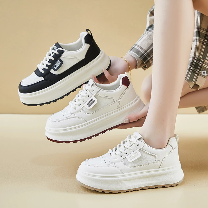 韩版时尚百搭厚底小白鞋情侣款系带休闲鞋学生休闲运动小白鞋潮鞋