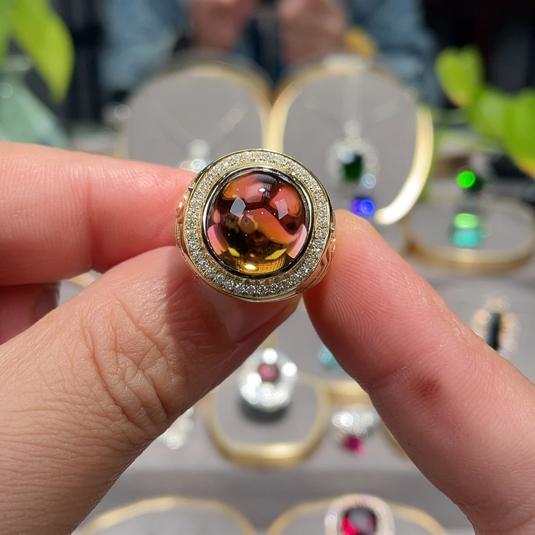 碧玺戒指18K金镶嵌13.71ct