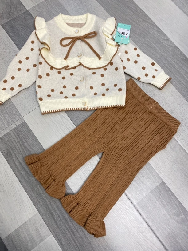 女婴儿宝宝针织开衫两件套