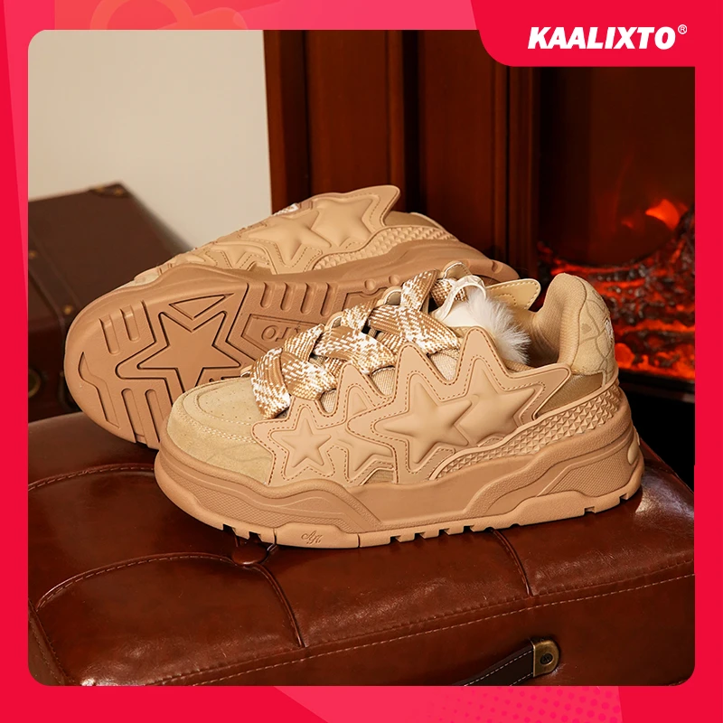 Kaalixto&北京限定卡其色面包鞋增高厚底低帮国潮经典时尚情侣