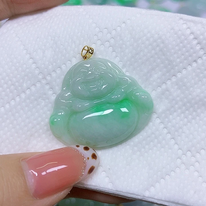 翡翠18K金镶嵌颈饰挂件
