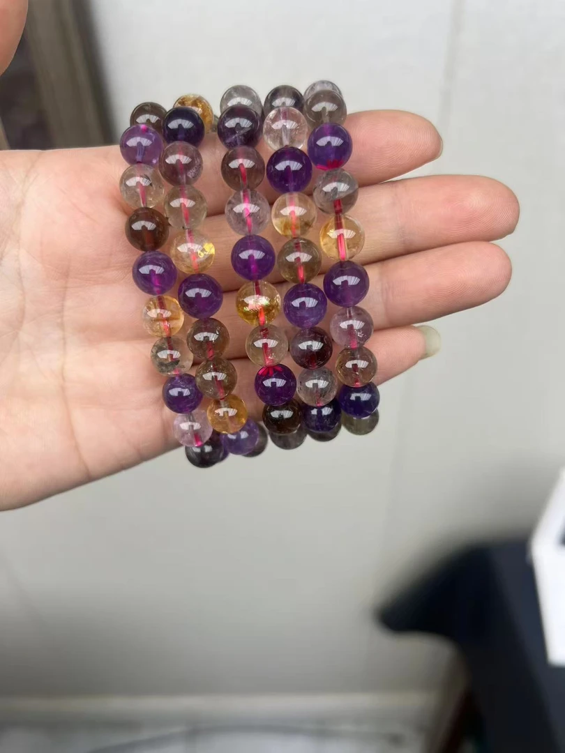 天然水晶极光单圈手链8-9mm多样性发其一