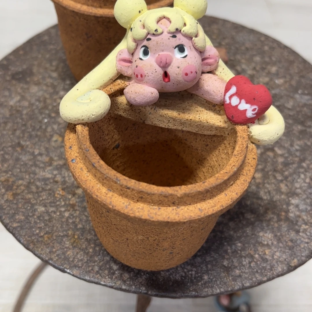 泥塑古镇炻陶花盆