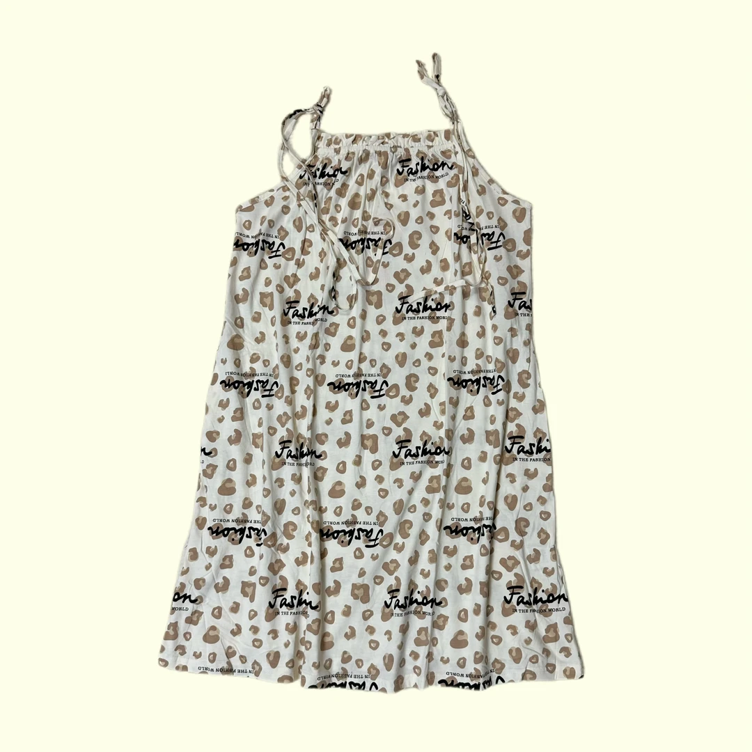 豹纹全棉吊带睡裙夏季无袖连衣裙宽松外穿家居服