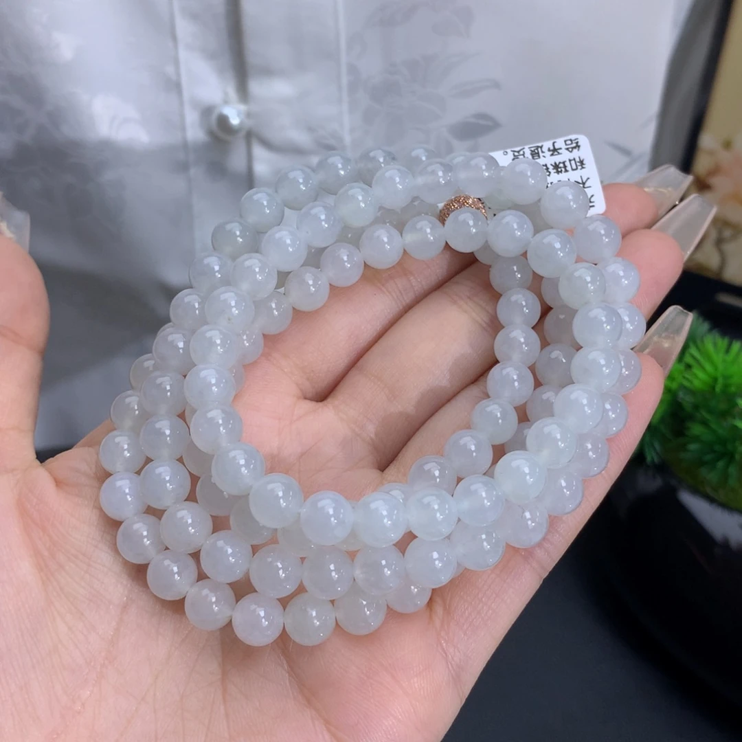 翡翠颈饰未镶嵌卡7冰润胶白冰