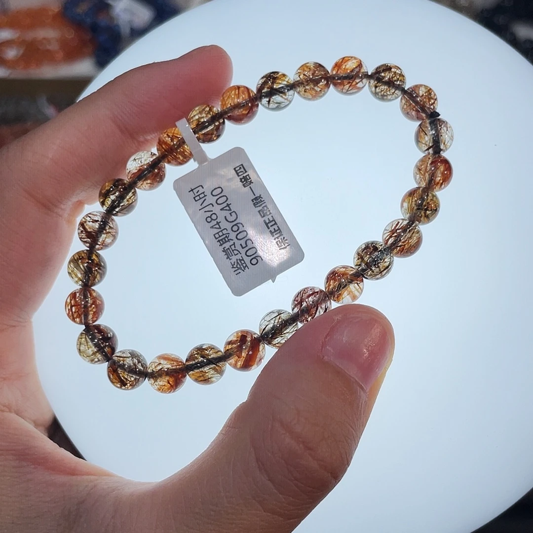 未镶嵌手串水晶黑金超七7.3mm