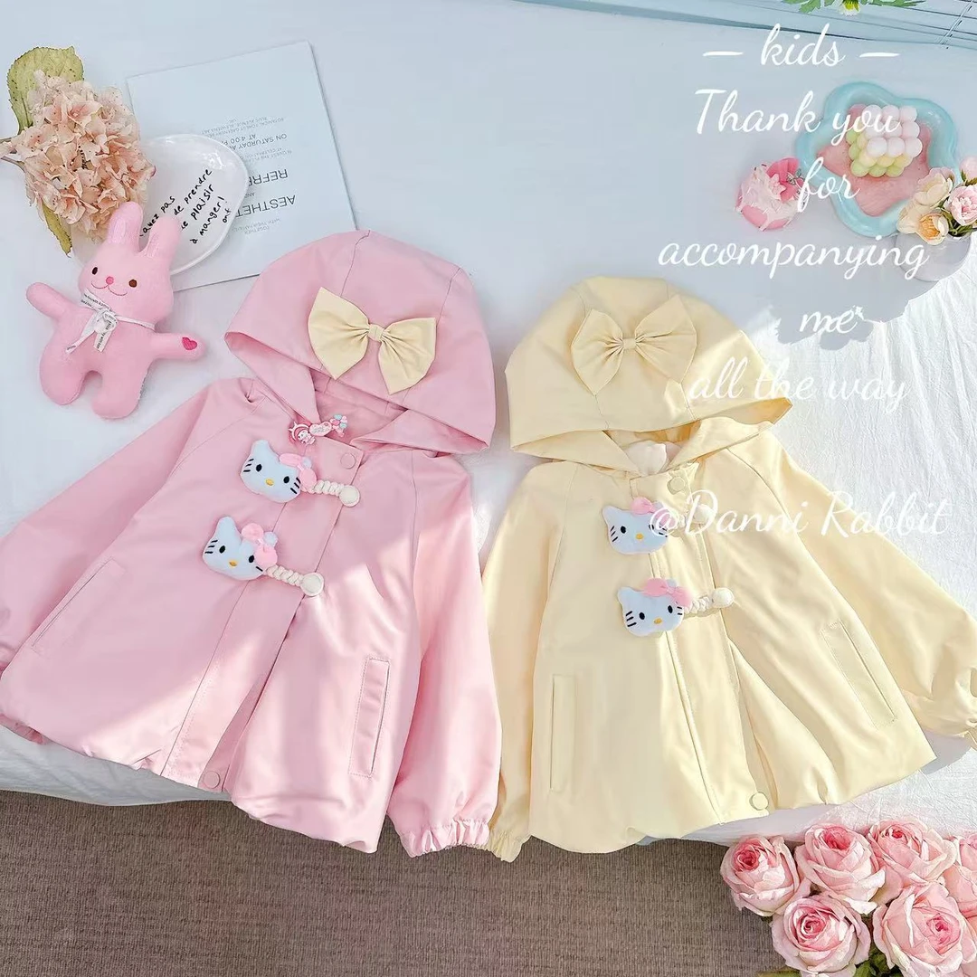 【Dannirabbit】*甜美纯色+卡通风KT猫*女童连帽外套 X-727
