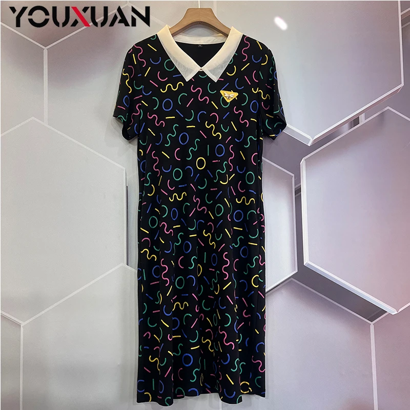 2025春夏新款潮流长袖中长款时尚显瘦减龄气质休闲连衣裙8711