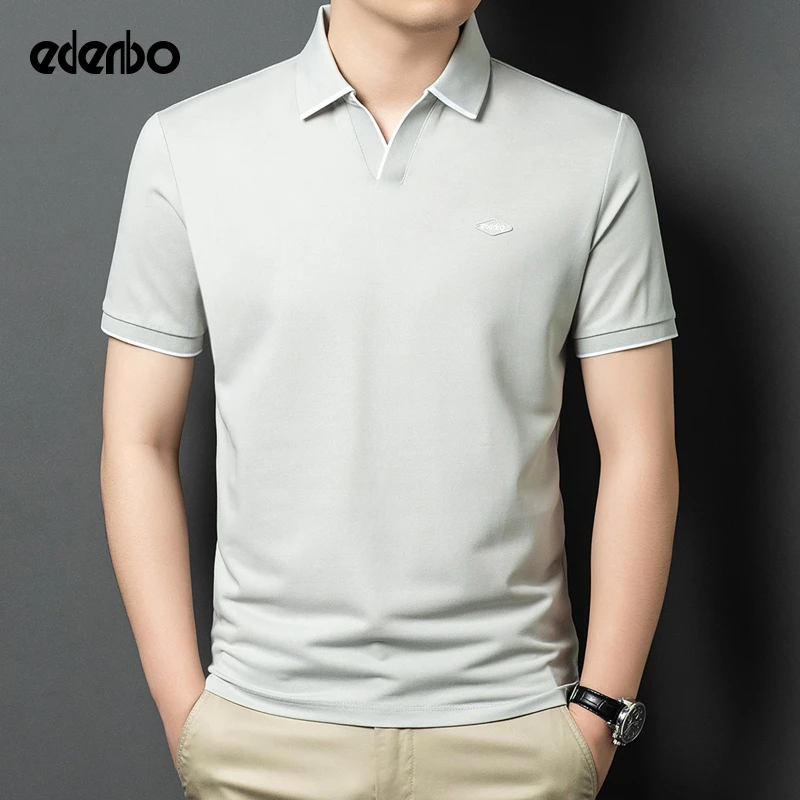 爱登堡高级感短袖polo衫男士夏季商务休闲透气纯色百搭翻领t恤衫