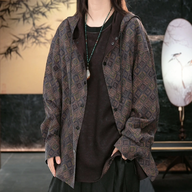 【再易】2025新款万菱罗男士双穿香云纱桑蚕丝帽衫上衣ZY0166S