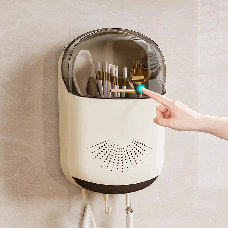 新款家用带盖防尘勺子筷子筒壁挂式筷篓厨房筷笼筷子收纳神器