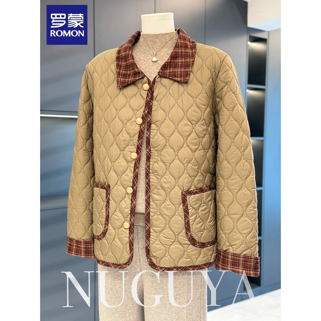 罗蒙时尚妈妈装棉服外套女开衫秋冬新款上衣气质百搭中老年夹克衫